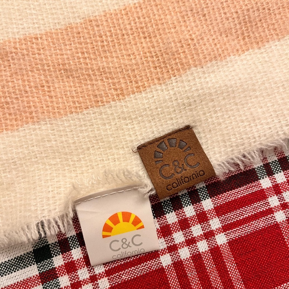 C&C California Cream and Pink Patterned Scarf